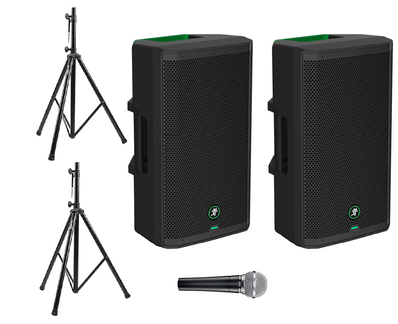 Battery Powered PA System - Two Mackie Thrash GO PA speakers & microphone