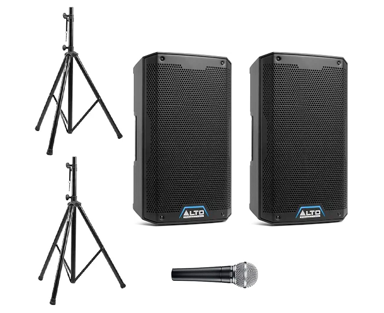 PA System - Two Alto TS410 PA speakers & microphone